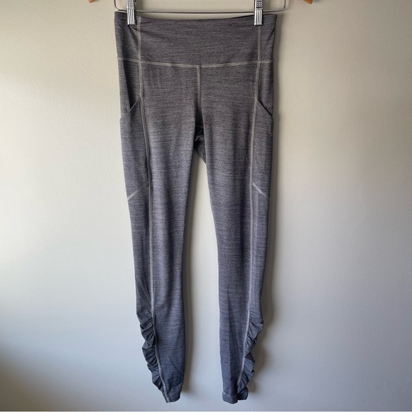Lululemon Speed Tight Ruched Legging Pant Pockets Heathered Grey Size 4 - Picture 1 of 8